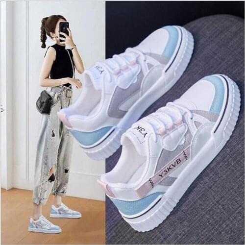 Women Sneakers Shoes Casual Vulcanize Shoes student All-match PU Walking Running Summer Platform Flats Woman Sport Shoes 2021