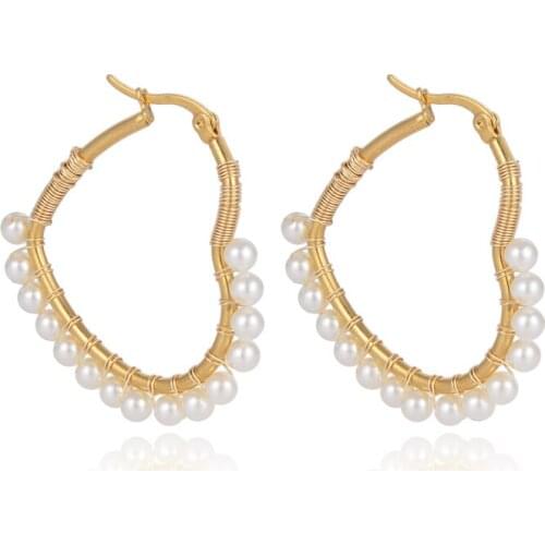 Big Simulated Pearl Earrings 2021 For Women Lover Geometric Gold Round Heart Drop Dangle Earring Korean Statement Ladys Jewelry