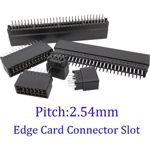 2Pcs 2.54 mm Pitch Edge Card Connector Slot PCB Gold Finger Socket Through Hole 8/10/12/16/18/20/28/30/36/40/50/60/72/80/98 Pin
