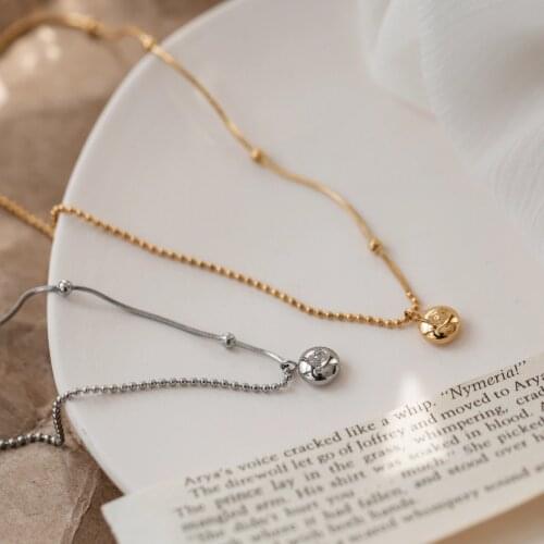 2021 Never Fade Elegant 18K Gold Plated Fashion Lucky Gold Bead Pendant Necklace Choker 316 L Stainless Steel Jewelry Woman Gift