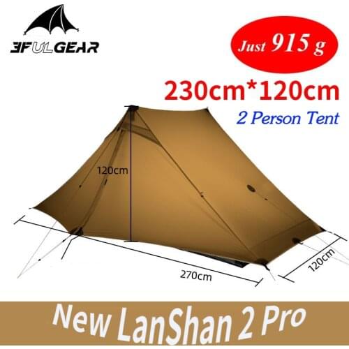 3F Lanshan 2 Pro Just 915 Grams 2 Side 20D Silnylon LightWeight 2 Person No-See-Um 3 And 4 Season Backpacking Camping Tent