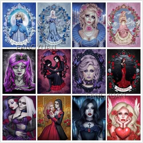 5D Gothic Weird Woman Diamond Painting Full Round Drill Character Series Rhinestone Embroidery Home Decoration Wall Art Pictures