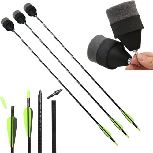 6pcs Sponge Safety Arrows Fiberglass Shaft ID 6.2mm Exchangeable Arrowheads Foam Tipped Arrow CS Game Shooting Hunting Archery