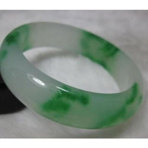 60MM VERY FINE RARE NATURAL GREEN WHITE JADEITE BRACELET BANGLE