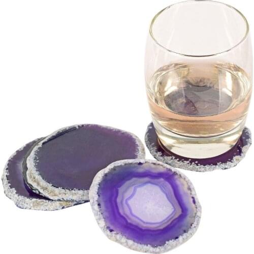 7-8cm Gems Crafts Agate Slice Coaster Cup Mug Glass Beverage Holder Pad Quartz Geode Onyx Mat Irregular Craft Home Decorative