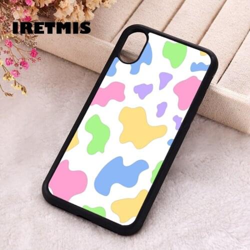 Iretmis 5 5S SE 2020 Phone Cover Case for iPhone 6 6S 7 8 Plus X Xs XR 11 12 Mini Pro Max Silicone TPU Colorful cow print