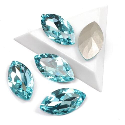 CTPA3bl 4227 17x32mm Super Glitter Crystal Rhinestone Aquamarine Color Navette Shape Strass For Charms 3D Nails Art Decorations