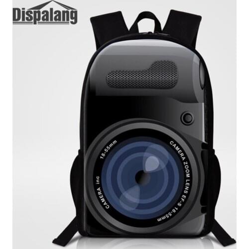 Dispalang Children School Bags for Teenagers Boys Girls Big Capacity School Backpack Camera Print Satchel Kids Book Bags Mochila