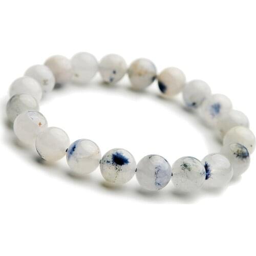 Blue Natural Dumortierite Rutilated Quartz Bracelets Stretch Crystal Round Bead Natural Stone Bracelet 9mm