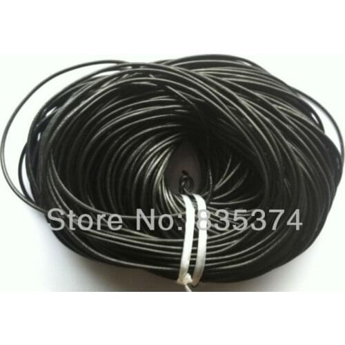 HOT ! Wholesale 100 M/ROLL Length Black Round Real Leather Jewelry Cord 3mm