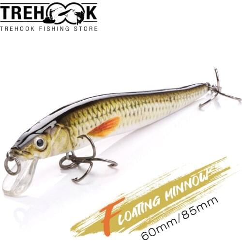 TREHOOK 2g/6g Mini Minnow Fishing Lure Floating Pike Wobbler Artificial Bait Black Minnow Jerkbait Crankbait Fishing Tackle Lure