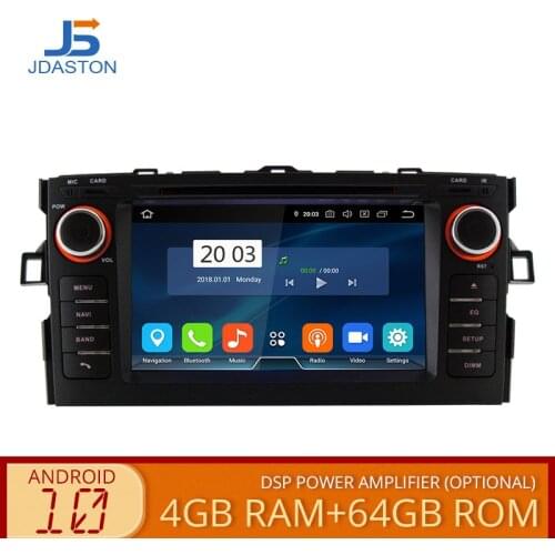 JDASTON Android 10.0 Car DVD Player For Toyota AURIS 2008-2012 Multimedia GPS Navigation 2 Din Car Radio Stereo 4G+64G Octa Core