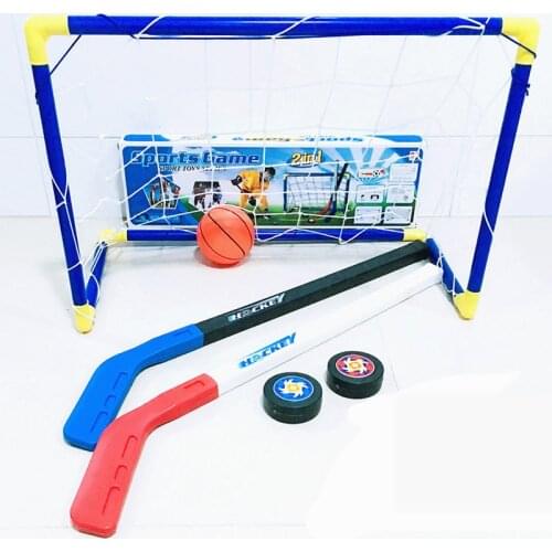 Winter Ice Hockey Stick Training Tools Set Plastic Golf Football Soccer Goal Removable Sports Mini Toy Gift For Kids Children