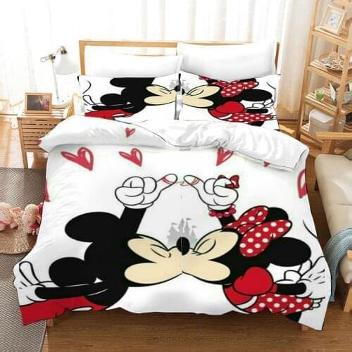 Disney cartoon white kiss Mickey mickey mouse 3D Printing queen size bedding single size duvet cover set 3pc for girls boys