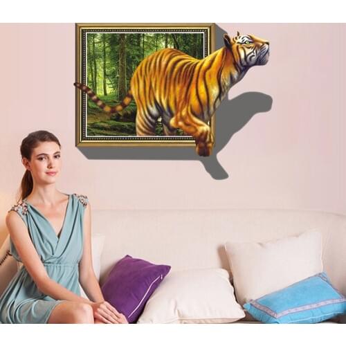 Wall paintings 3D three-dimensional stickers tiger Sticker for home hotel room bathroom Decoration WX1591645