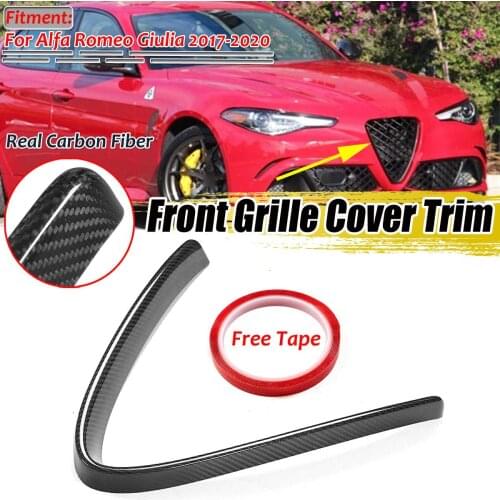 Real Carbon Fiber/ ABS Car Front Lower Bumper Grille Grill Frame Cover Trim Decoration For Alfa Romeo Giulia 2017 2018 2019 2020