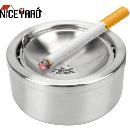 NICEYARD Round Ash Storage Case Stainless Steel Cigarette Ashtray Windproof With Lid Smoking Accessories