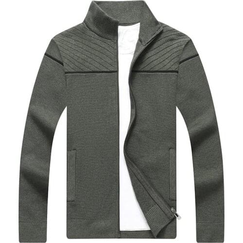 Fall 2021mens New Stand Collar Knitted Cardigan Fashion Youth Zipper Striped Sweater