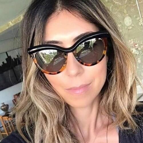 New Vintage Sexy Leopard Cat Eye Sunglasses Women Brand Fashion Half Cateye Frame Sun Glasses Lady Shades Oculos Feminino UV400