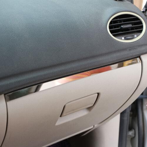 1Piece Stainless Steel Car Glove Box Copilot Storage Sequins Sticker Trim Fit for Ford Focus 2 MK2 2005 - 2011 LHD Accessories