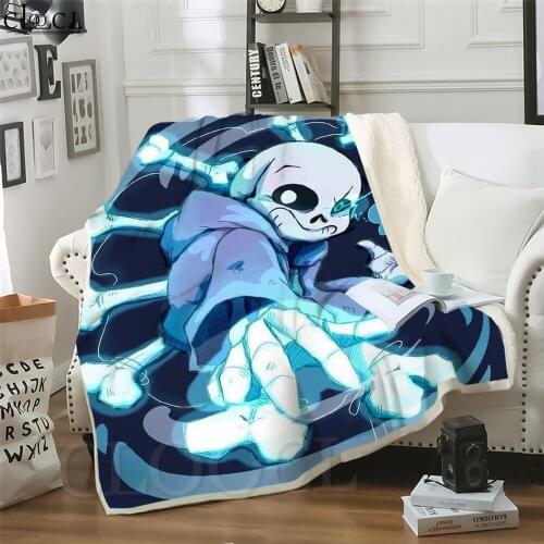 Anime Blanket Games Undertale Sans 3D Printed Throw Blanket Teenager Home for Sofa Office Nap Airplane Travel Aldult Quilts