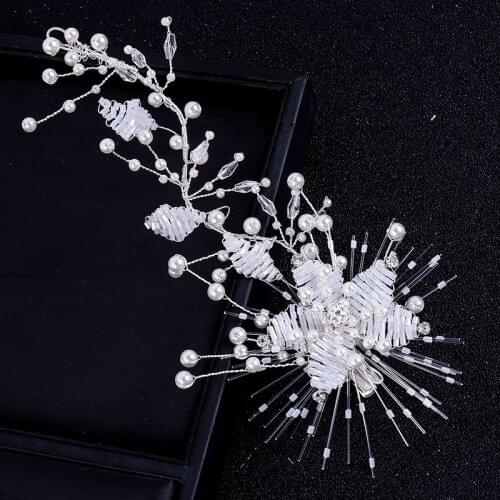 Luxury Bridal Headpiece Barrettes Hair Clips Vine Rhinestone Floral Pearl Flower Wedding Hair Accessories Brides Hair Jewelry