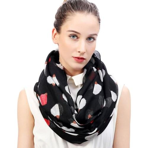 Hedgehog Animal Print Infinity Loop Snood Scarf Animal Scarves Womens Gift Accessories