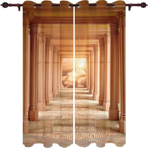 Outdoor Curtains Corridor Pillars Dusk Clouds Living Room Kitchen Curtain Drape For Patio Garden Gazebo Yard Valance Cutains