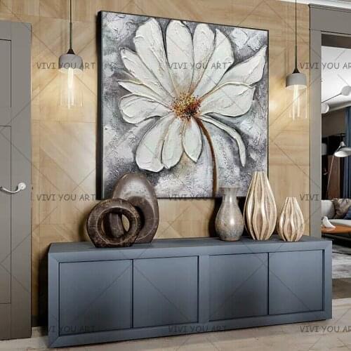 Modern handmade painting lotus on oil canvas for living room Hotel decor and wall poster