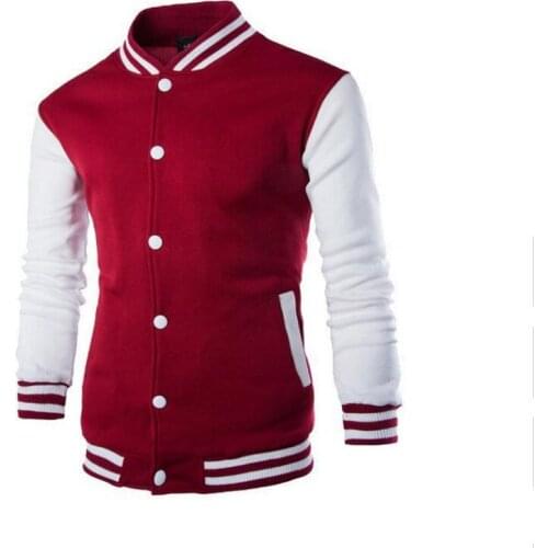 Hoodie Men Fashion Contrast Baseball Wear Casual hoodies Button Pocket Long Sleeve Jacket ropa hombre talla grande