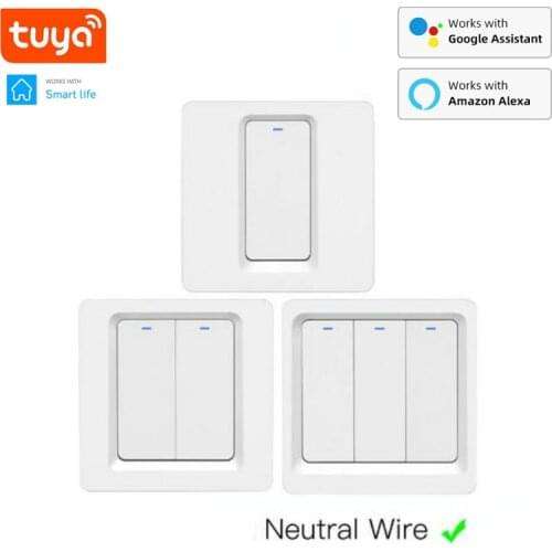 1/2/3 Gang TUYA WiFi Smart Touch N+L Switch 220-240V Home Wall Button Work With Alexa And Google Home Assistant EU Standard