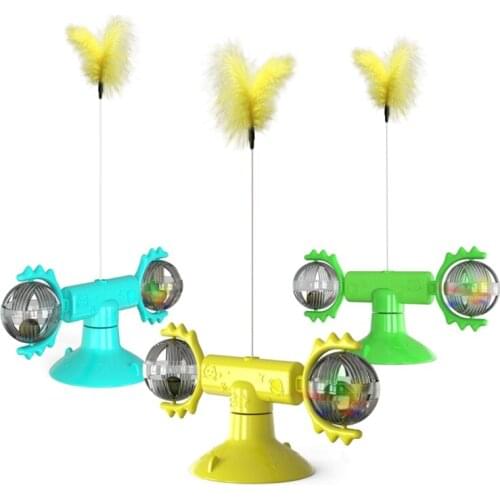 Funny Tickle Cat Toy Whirling Windmill Catnip with Feather Interactive Puzzle Training Rotating Teasing Kitten Play Game Supplie