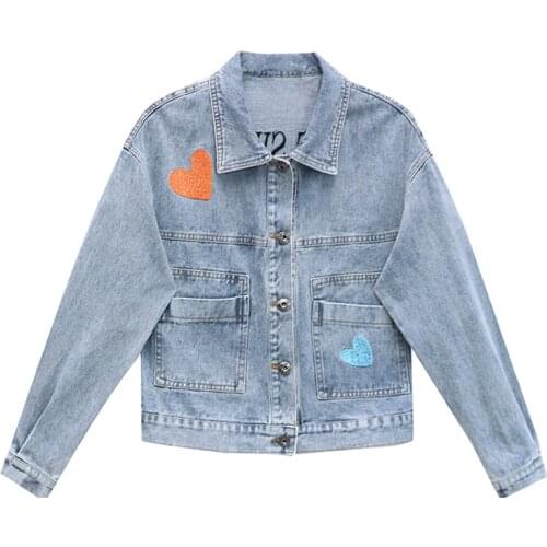 2021 New Women Loose Long Sleeve Denim Short Coat Cropped Jeans Jacket Ladies Casual Jacket Outwear Overcoat FC1450