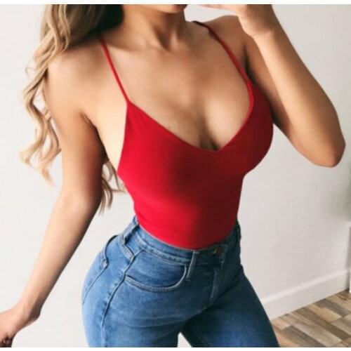 Women Sexy Summer Casual Sleeveless Crop Tops Shirt Vest Blouse Spaghetti Strap Crop Tops Shirt Deep V Neck Camis S-L