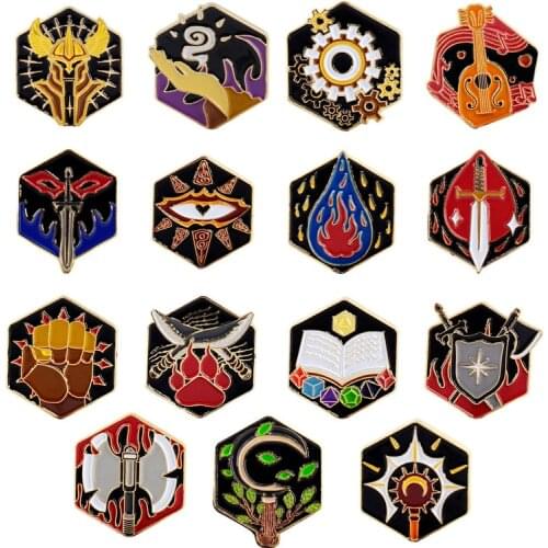 DND 5E Character Class + DM Hard Enamel Pins Set of 15 PCS Tabletop RPG Badges - Nerd Gift or Collection