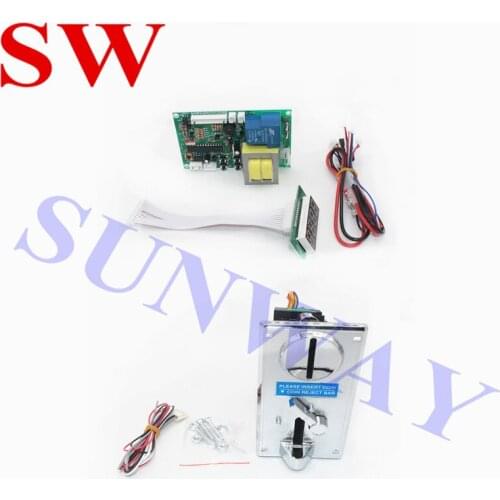 1set Multi coin acceptor selector with JY-16 timer board and adapter coin operated time control device for cafe washing machine