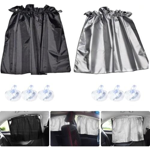 2Pcs Car Curtain Side Window Sun Shade Windshield Sunshade UV Heat Block Suction Cup Protection Cloth Sheet