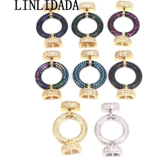 5Pcs CZ Micro Pave Donut Ring Connector for Bracelet Necklace, Cubic Zirconia Connector Charm Findings