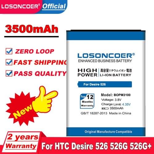LOSONCOER 3500mAh BOPM3100 BOPL4100 Battery for HTC Desire 526 526G 526G+ Dual SIM D526h Mobil Phone Battery
