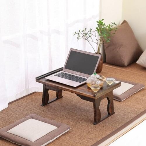 Japanese Style Antique Small Tea Table / Computer table Folding Legs Rectangle Paulownia Wood Traditional Furniture Low Table