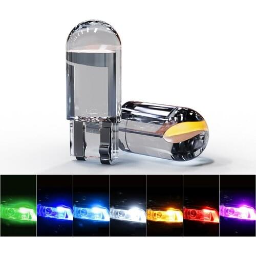 1Pcs 194 168 W5W T10 COB Transparent Amber Red Pink White Led Car Bulb Parking Lamp 12V Dome Light Auto License Plate Lights