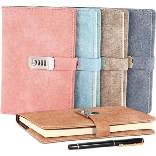 Notebook Password Book With Lock Diary Installed Notepad Business Books School A5 Planner Office Supplie тетради для школы