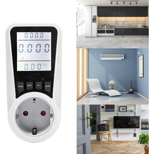 Nashone Digital Wattmeter AC Power Meter 220V LCD energy meter power Monitor EU Plug Socket Power Kilowatt Wattage Voltage AMP