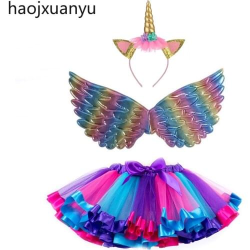 Carneval Party Skirt can add Kids Unicorn Headband Wing Animal Cosplay Children New Years Pony Costume for Girls