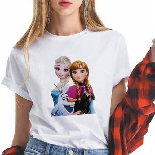 Elsa and Anna Bff Sister Shirts Disney Women T Shirt Summer Casual White Clothes Matching Family T-shirt Female Summer Harajuku