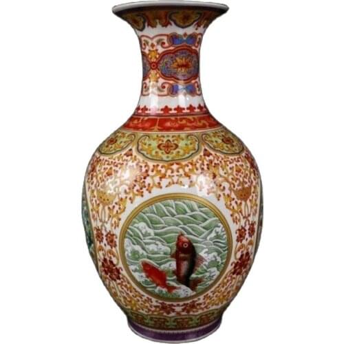 China old porcelain Pastel fish algae pattern vases