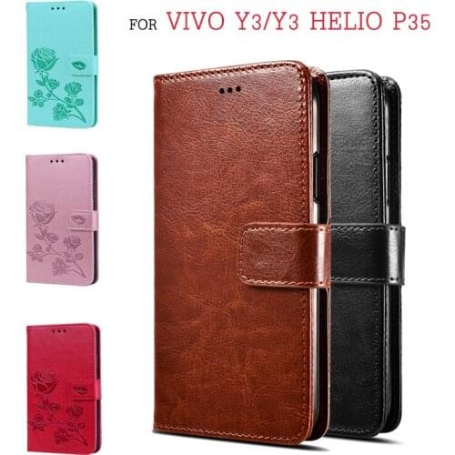 For Vivo Y3 Helio P35 Flip Funda Wallet Case For Vivo Y3 Standard Edition Premium PU Leather Cover Protective Phone Screen Coque