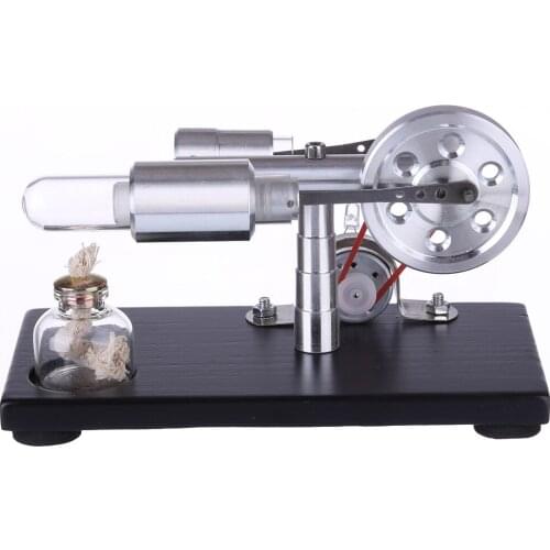 Γ-shape Stirling Engine Generator Model Science Educational Toy with LED Lights Voltage Digital Display Meter