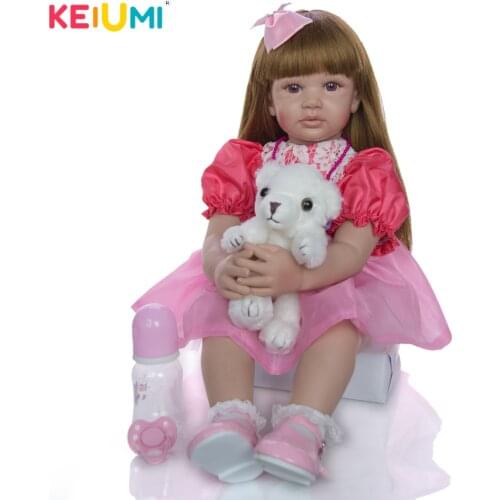 As Princes 24 Inch Lovely Reborn Baby Girl Dolls Realistic Soft Silicone Baby Dolls 60 cm DIY toy For kids Playmates Long Hair