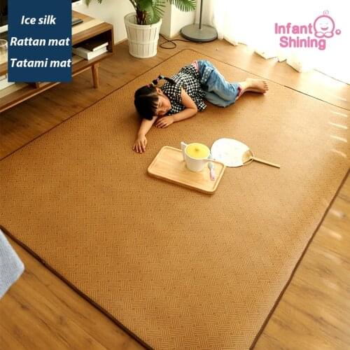 Infant Shining Summer Japanese-style Rattan Tatami Mat Carpet Living Room Bedroom Baby Mat Children Thickened Rattan Seats